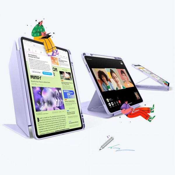 ESR iPad Air 13 (M2/M3/M4) Suojakotelo Flip Hybrid Violetti