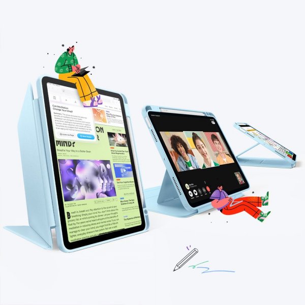 ESR iPad 10.9 (gen 10)/iPad 11 (A16) Kotelo Flip Hybrid Vaaleansininen