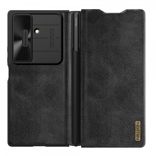 Nillkin Samsung Galaxy Z Fold 7 Kotelo Qin Pro Nahka Musta