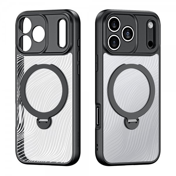 Dux Ducis iPhone 17 Pro -kuori Aimo Series MagSafe-tukijalalla, musta