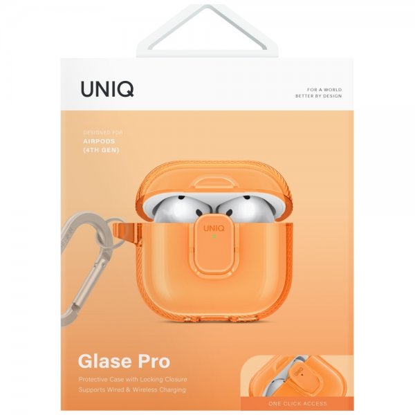 UNIQ AirPods 4 Suojakuori Glase Pro Orange
