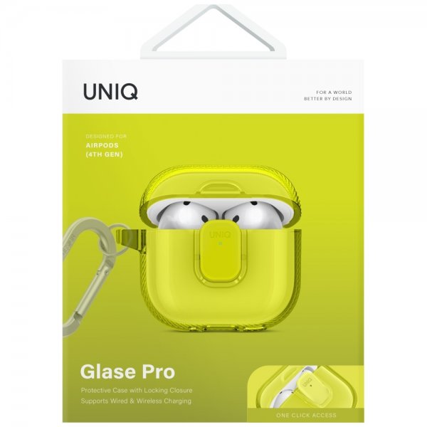 UNIQ AirPods 4 Suojakuori Glase Pro Keltainen
