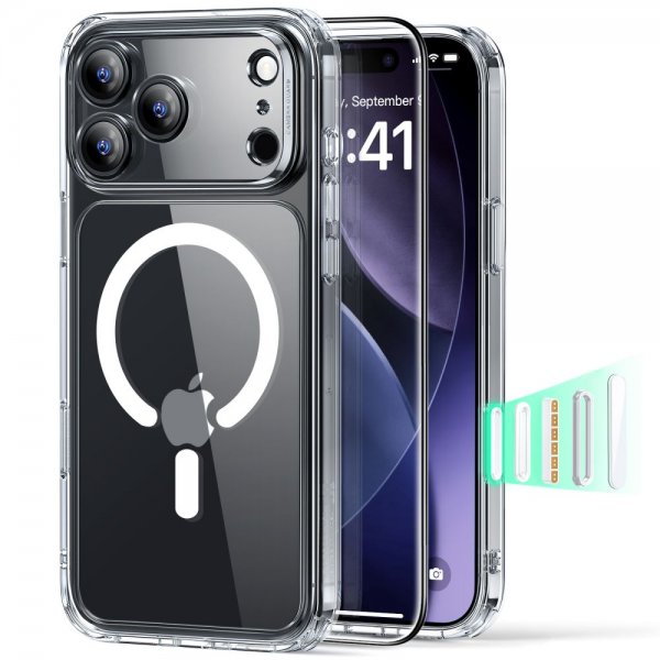 ESR iPhone 17 Pro -kuori ja näytönsuoja Classic Hybrid MagSafe Set läpinäkyvä