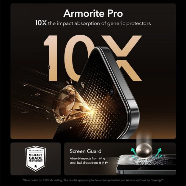 ESR iPhone 16 Pro/iPhone 17 Näytönsuoja UltraFit Armorite Pro