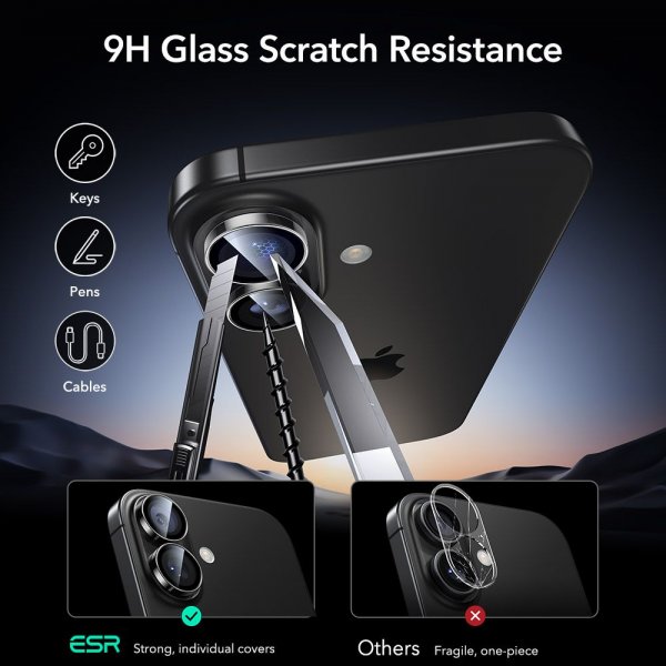 ESR iPhone 16/iPhone 16 Plus/iPhone 17 kameran suojalasi Armorite läpinäkyvä
