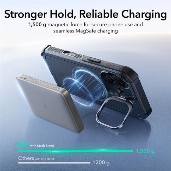 ESR iPhone 17 -kuori Cyber Tough Kickstand MagSafe, musta