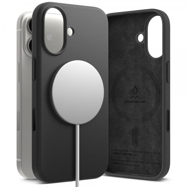 Ringke iPhone 17 -silikonisuojakuori magneettikiinnityksellä, musta