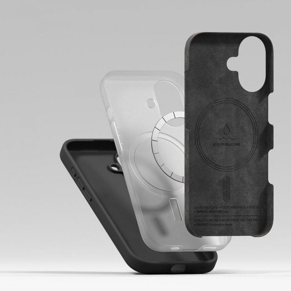 Ringke iPhone 17 -silikonisuojakuori magneettikiinnityksellä, musta