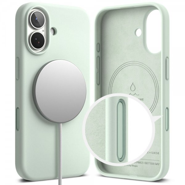 Ringke iPhone 17 -kuori, silikonia, magneettinen, Soft Mint