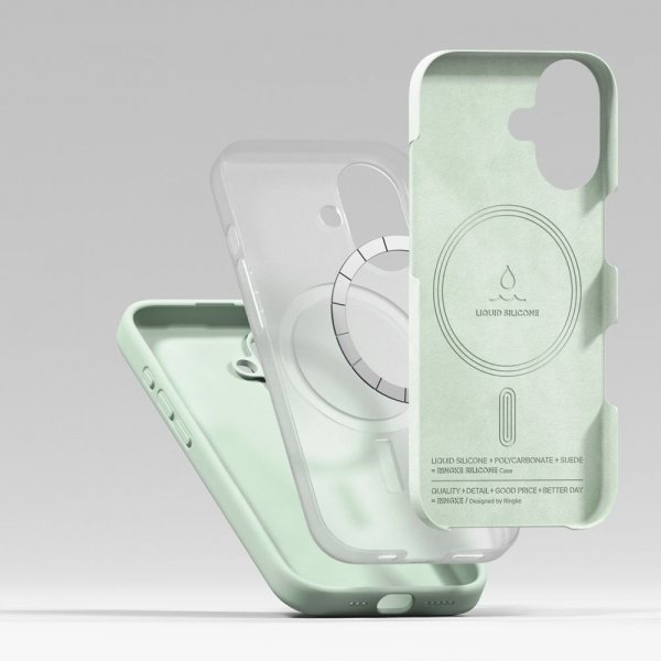 Ringke iPhone 17 -kuori, silikonia, magneettinen, Soft Mint