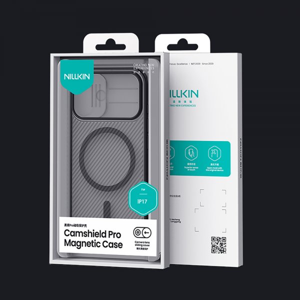 Nillkin iPhone 17 -suojakuori CamShield Pro MagSafe läpinäkyvä musta
