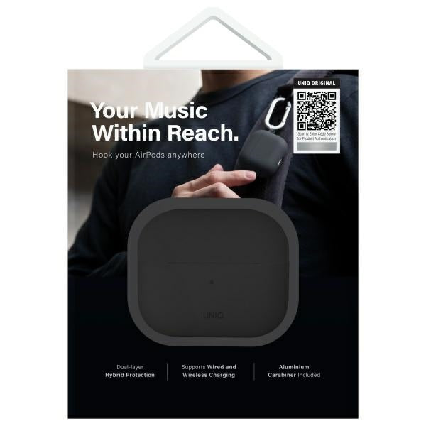 UNIQ AirPods 4 -kuoret korvahaalla, Nexo, musta