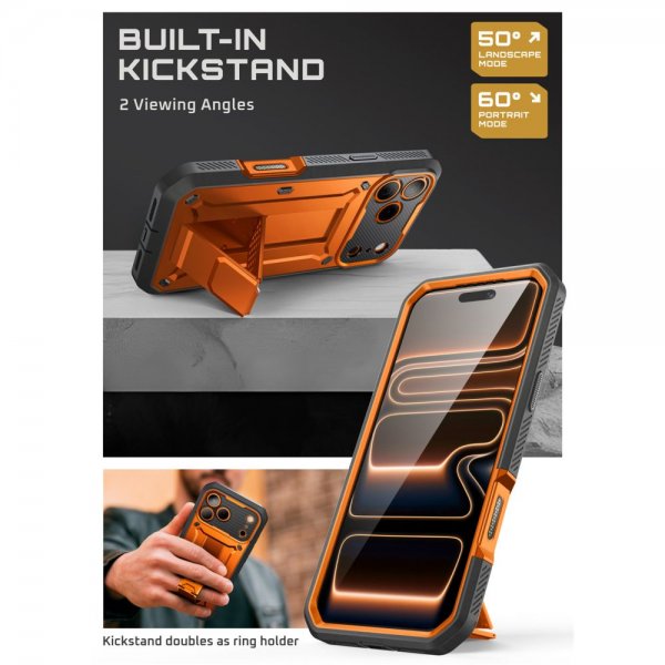 Supcase iPhone 17 Pro Max -suojakuori UB Pro, oranssi