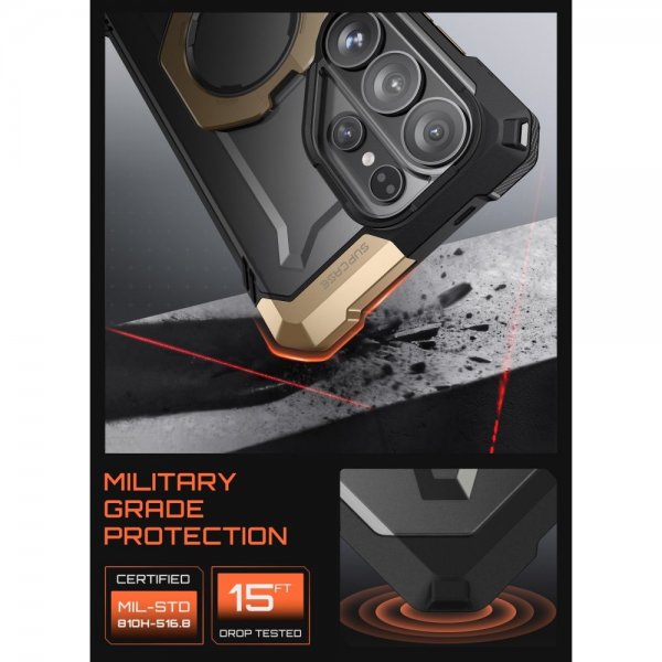 Supcase Samsung Galaxy S26 Ultra -suojakuori UB Grip MagSafe musta-kulta