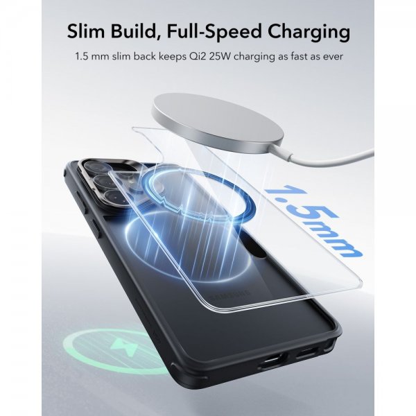 ESR Samsung Galaxy S26 Ultra -suojakuori Classic Hybrid Kickstand MagSafe, musta/läpinäkyvä