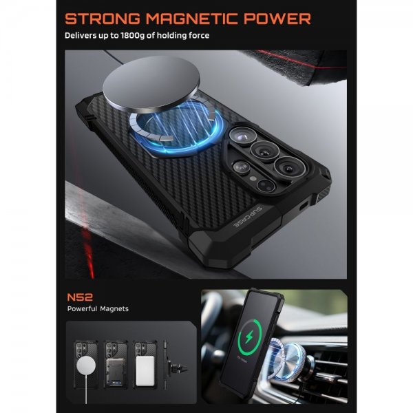 Supcase Samsung Galaxy S26 Ultra -suojakuori UB Grip MagSafe Aramid Musta