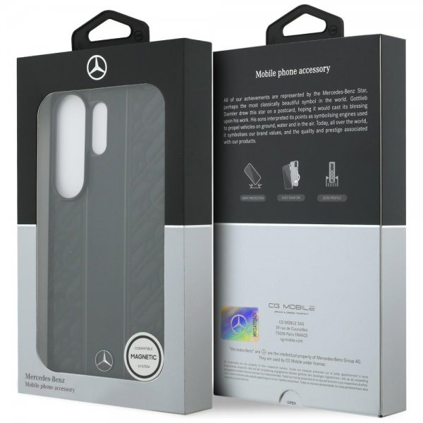 Mercedes Benz Samsung Galaxy S26 Ultra Kuori Laurel Leaves Stripes MagSafe Musta