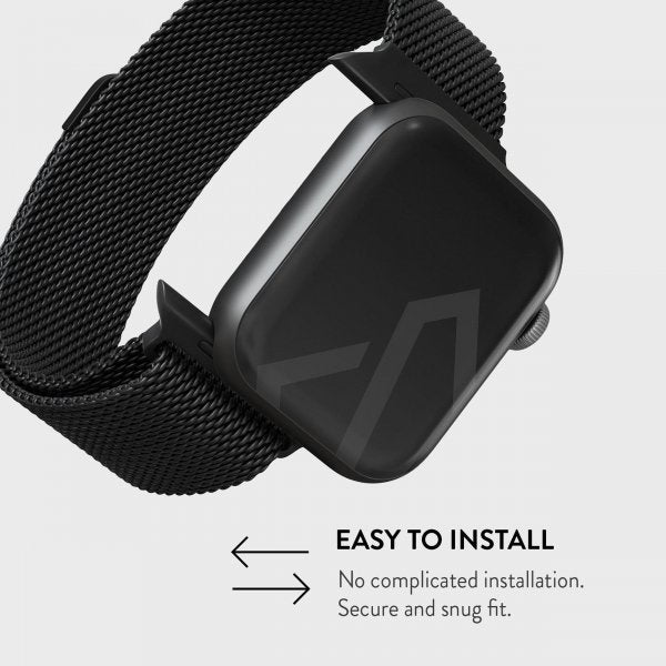 Burga Apple Watch 38/40/41/42mm Metalliverkkoranneke Musta