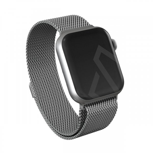 Burga Apple Watch 44/45/46mm/Ultra 49mm ranneke, metalliverkko, hopea