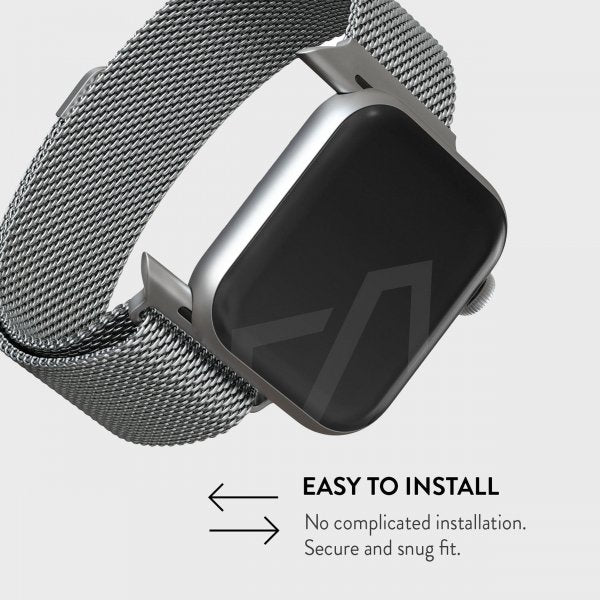 Burga Apple Watch 38/40/41/42mm ranneke, metalliverkko, hopea