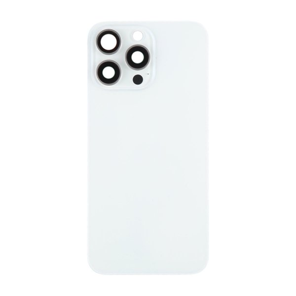 iPhone 15 Pro Max Takalasi Magneetilla ja Kameran Linssillä - Valkoinen Titaani