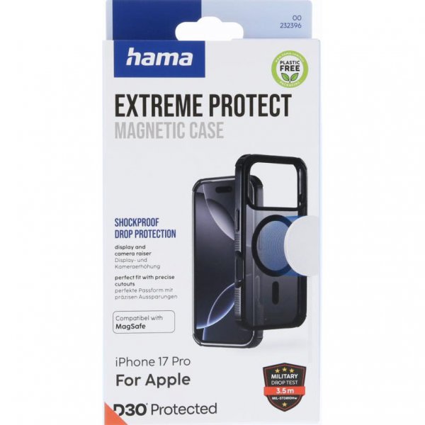 Hama iPhone 17 Pro -suojakuori Extreme Protect MagSafe musta