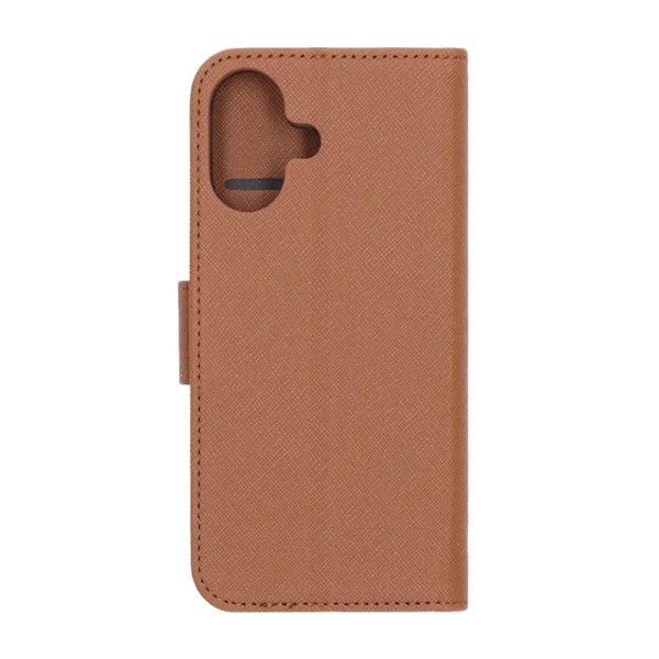 iPhone 17 suojakuori, jossa korttipaikka ja jalustatoiminto, ruskea