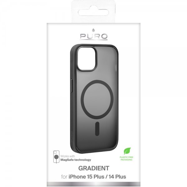 Puro iPhone 15 Plus -suojakuori Gradient MagSafe, musta