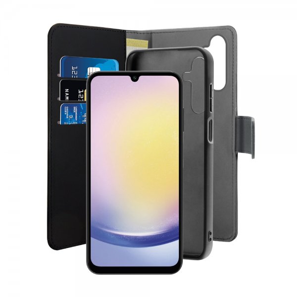 Puro Samsung Galaxy A25 Lompakkokotelo Irrotettava 2-in-1 Musta