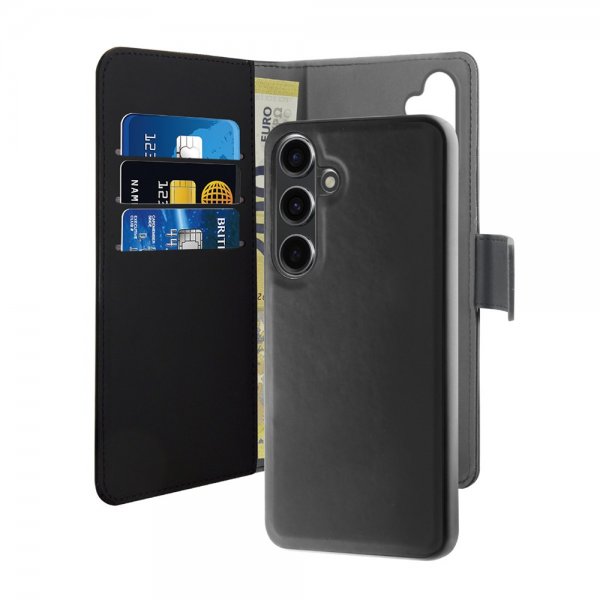 Puro Samsung Galaxy S24 Plus Suojakotelo Lompakko Irrotettava 2-in-1 Musta