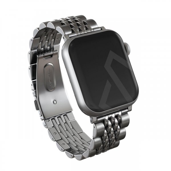 Burga Apple Watch 44/45/46mm/Ultra 49mm ranneke, metalli, hopea