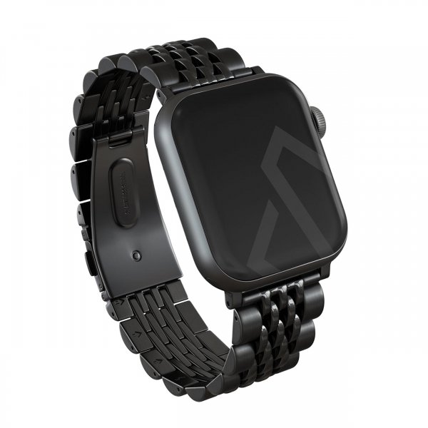 Burga Apple Watch 44/45/46mm/Ultra 49mm Ranneke Metalli Musta