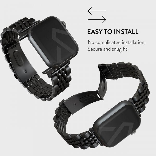 Burga Apple Watch 44/45/46mm/Ultra 49mm Ranneke Metalli Musta