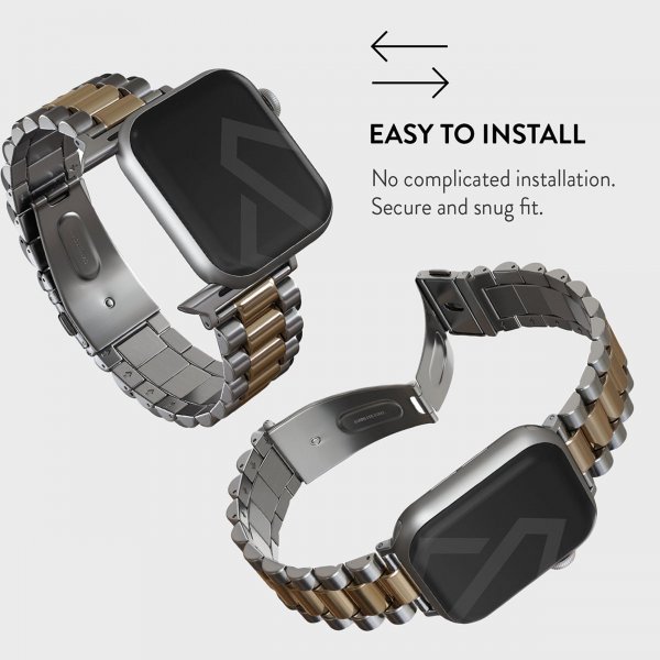 Burga Apple Watch 38/40/41/42mm ranneke, metallia, hopea/kulta