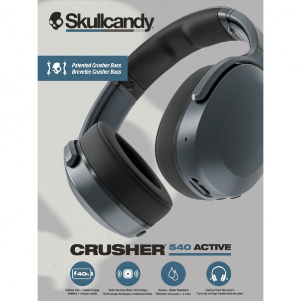 Skullcandy langattomat Crusher 540 Active Over-Ear -kuulokkeet, hiilenmusta