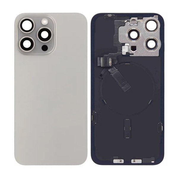 iPhone 15 Pro Max Takalasi Kokonainen OEM - Luonnollinen Titaani