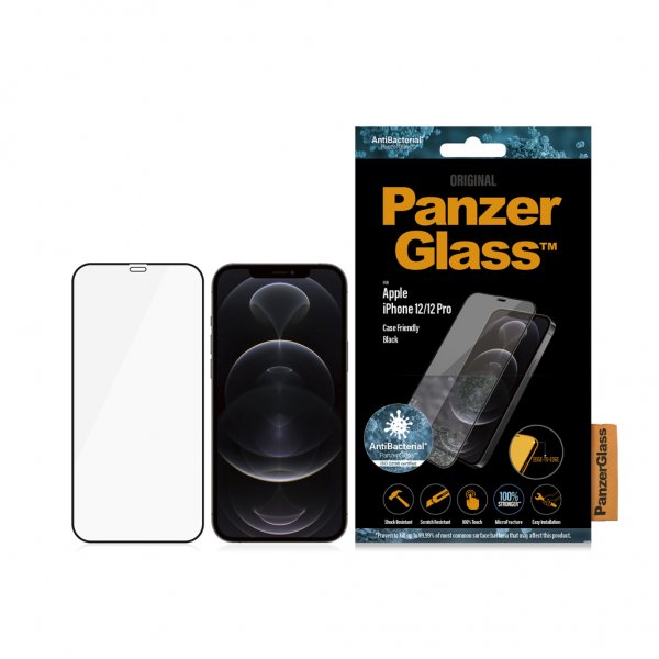PanzerGlass iPhone 12/iPhone 12 Pro Näytönsuoja reunasta reunaan, koteloystävällinen