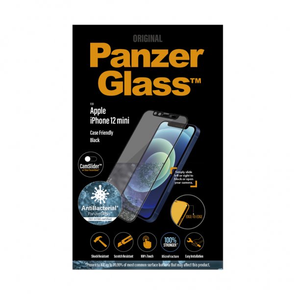 PanzerGlass iPhone 12 Mini näytönsuoja reunasta reunaan Camslider