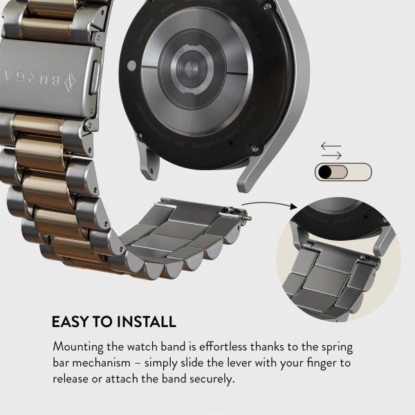 Burga Samsung Galaxy Watch 20mm Ranneke Metalli Hopea Kulta