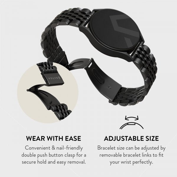 Burga Samsung Galaxy Watch 20 mm ranneke, metallinen, musta