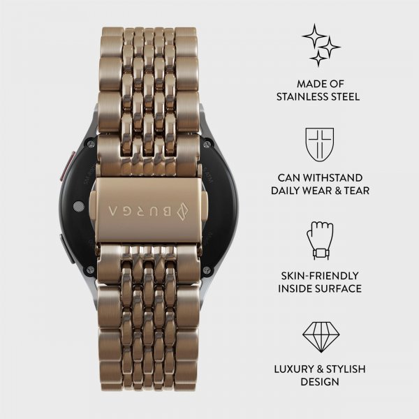 Burga Samsung Galaxy Watch 20mm Ranneke Metalli Kulta