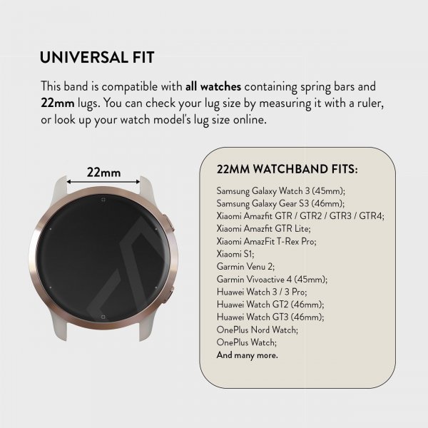 Burga Samsung Galaxy Watch 22mm Ranneke Metalli Ruusukulta