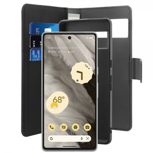Puro Google Pixel 7 Lompakkokotelo Irrotettava 2 in 1 Musta