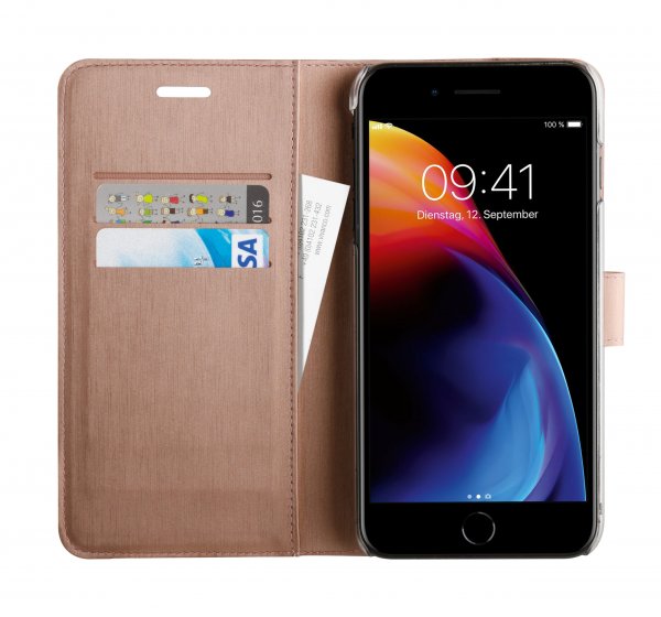 Vivanco iPhone 6/6S Plus/iPhone 7 Plus/iPhone 8 Plus -suojakotelo Classic Wallet, ruusukulta