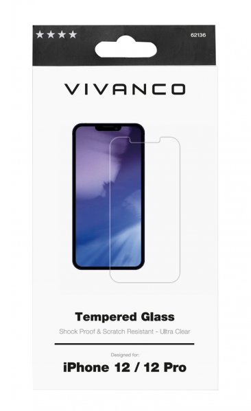 Vivanco iPhone 12/iPhone 12 Pro Näytönsuoja Karkaistu suojalasi 9H