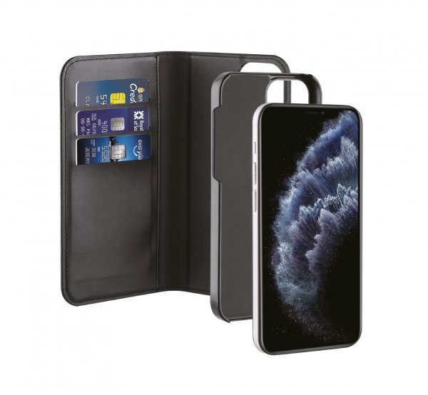 Vivanco iPhone 12/iPhone 12 Pro Kotelo 2in1 Wallet Case Musta