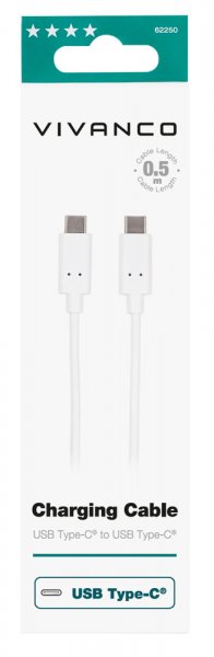 Vivanco Kaapeli Latauskaapeli USB-C/USB-C 2.0 0.5m Valkoinen