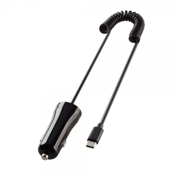 Vivanco Autolaturi spiraalikaapelilla 1m USB-C 12W Musta