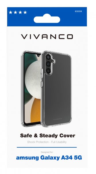 Vivanco Samsung Galaxy A34 5G Kuori Safe & Steady Läpinäkyvä