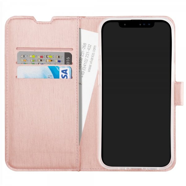 Vivanco iPhone 13/14/15 Kotelo Classic Wallet Ruusukulta